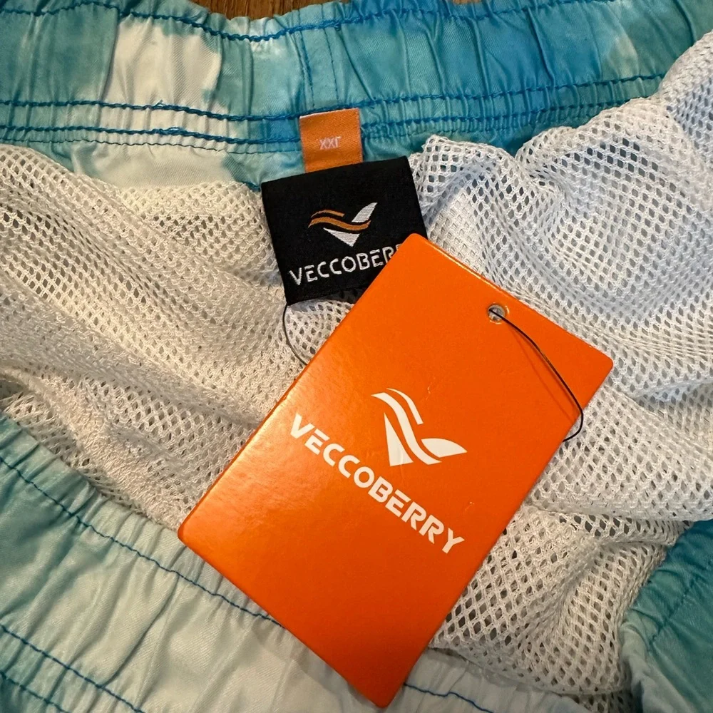 Men’s Veccoberry swim trunks, blue with palm trees ‎ size XXL
